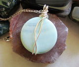 Banded Blue Agate Natural Crystal Pendant Necklace