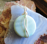 Banded Blue Agate Natural Crystal Pendant Necklace