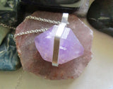 Lavender Amethyst Natural Gemstone Crystal Pendant Necklace