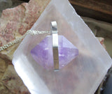 Lavender Amethyst Natural Gemstone Crystal Pendant Necklace