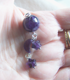 Purple Amethyst Crystal Ball Moon and Stars Pendant