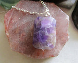 Chevron Amethyst Purple Crystal Pendant Necklace