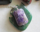 Chevron Amethyst Purple Crystal Pendant Necklace