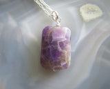 Chevron Amethyst Purple Crystal Pendant Necklace