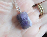 Chevron Amethyst Purple Crystal Pendant Necklace