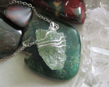 Green Apatite Natural Raw Gemstone Crystal Pendant Necklace