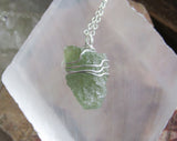 Green Apatite Natural Raw Gemstone Crystal Pendant Necklace