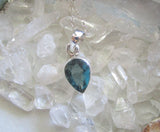 Teal Blue Fluorite Gemstone Sterling Silver Pendant Necklace