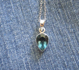 Teal Blue Fluorite Gemstone Sterling Silver Pendant Necklace