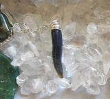 Blue Onyx Gemstone Horn Pendant Necklace