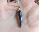 Blue Onyx Gemstone Horn Pendant Necklace