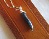 Blue Onyx Gemstone Horn Pendant Necklace