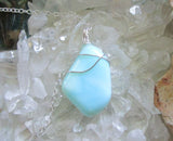 Blue Peruvian Opal Natural Gemstone Pendant Necklace