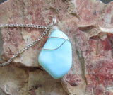 Blue Peruvian Opal Natural Gemstone Pendant Necklace