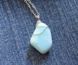 Blue Peruvian Opal Natural Gemstone Pendant Necklace