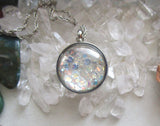 Preciosa Aurora Borealis Crystals Double Sided Glass Bubble Locket Necklace