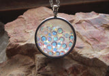 Preciosa Aurora Borealis Crystals Double Sided Glass Bubble Locket Necklace