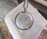 Preciosa Aurora Borealis Crystals Double Sided Glass Bubble Locket Necklace