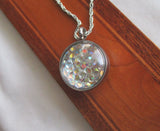 Preciosa Aurora Borealis Crystals Double Sided Glass Bubble Locket Necklace