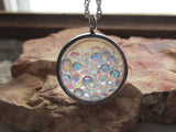 Preciosa Aurora Borealis Crystals Double Sided Glass Bubble Locket Necklace