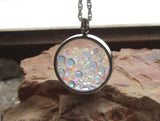 Preciosa Aurora Borealis Crystals Double Sided Glass Bubble Locket Necklace