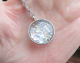 Preciosa Aurora Borealis Crystals Double Sided Glass Bubble Locket Necklace