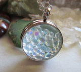 Fairy Orbs Iridescent Double Sided Glass Bubble Locket Necklace