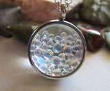 Fairy Orbs Iridescent Double Sided Glass Bubble Locket Necklace