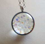 Fairy Orbs Iridescent Double Sided Glass Bubble Locket Necklace