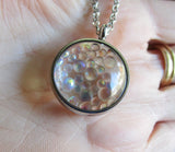 Fairy Orbs Iridescent Double Sided Glass Bubble Locket Necklace