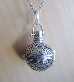 Caged Silver Stars Quartz Crystal Ball Pendant Necklace