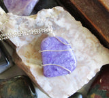 Purple Charoite Natural Gemstone Crystal Pendant Necklace