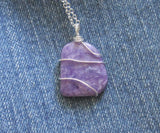 Purple Charoite Natural Gemstone Crystal Pendant Necklace