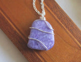 Purple Charoite Natural Gemstone Crystal Pendant Necklace