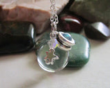 Mini Quartz Crystal Ball Silver Star Pendant Necklace