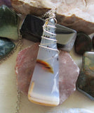 Dendrite Agate Natural Crystal Wire Wrapped Pendant Necklace