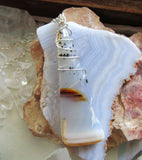 Dendrite Agate Natural Crystal Wire Wrapped Pendant Necklace