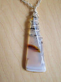 Dendrite Agate Natural Crystal Wire Wrapped Pendant Necklace