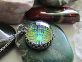 Vintage Faceted Czech Glass Rainbow Fireball Crystal Pendant Necklace