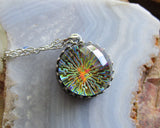 Vintage Faceted Czech Glass Rainbow Fireball Crystal Pendant Necklace