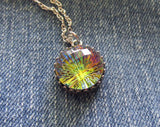 Vintage Faceted Czech Glass Rainbow Fireball Crystal Pendant Necklace