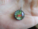 Vintage Faceted Czech Glass Rainbow Fireball Crystal Pendant Necklace