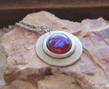 Dragon's Breath Opal Silver Frame Setting Pendant Necklace