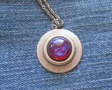 Dragon's Breath Opal Silver Frame Setting Pendant Necklace