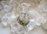 Green Epidote Quartz Natural Crystal Gemstone Pendant