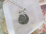 Gibeon Meteorite Silver Moon and Star Celestial Pendant Necklace