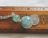 Green Fluorite Double Sphere Natural Crystal Pendant Necklace