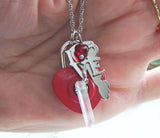 Captured Heart Lock and Key Quartz Crystal Necklace