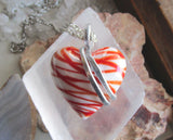 Mended Heart Red and White Lampwork Glass Pendant Necklace