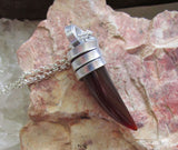 Amber Agate Natural Gemstone Horn Pendant Necklace